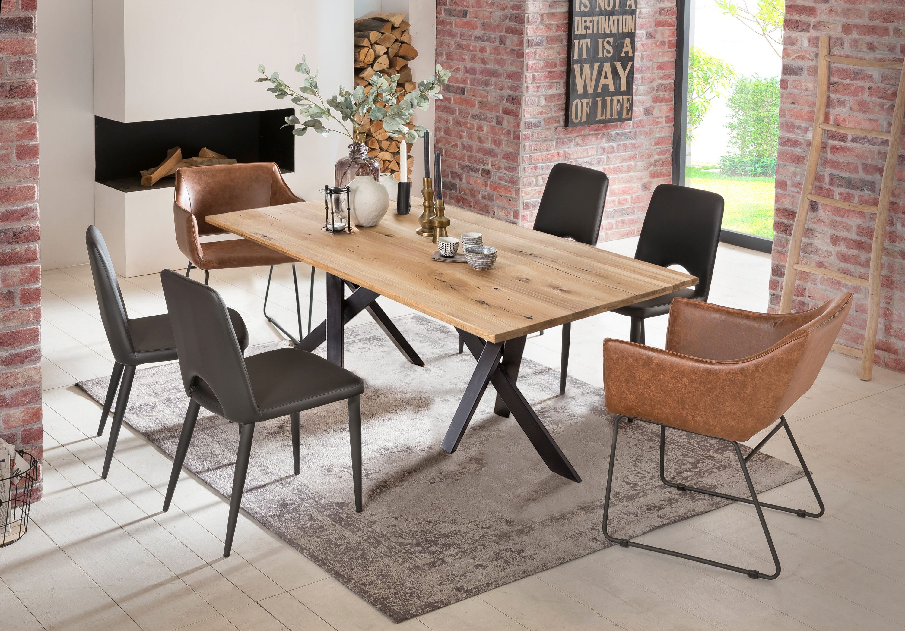 Tisch 180x100 Wildeiche Metall Esstisch Speisetisch Küchentisch Esszimmer Küche