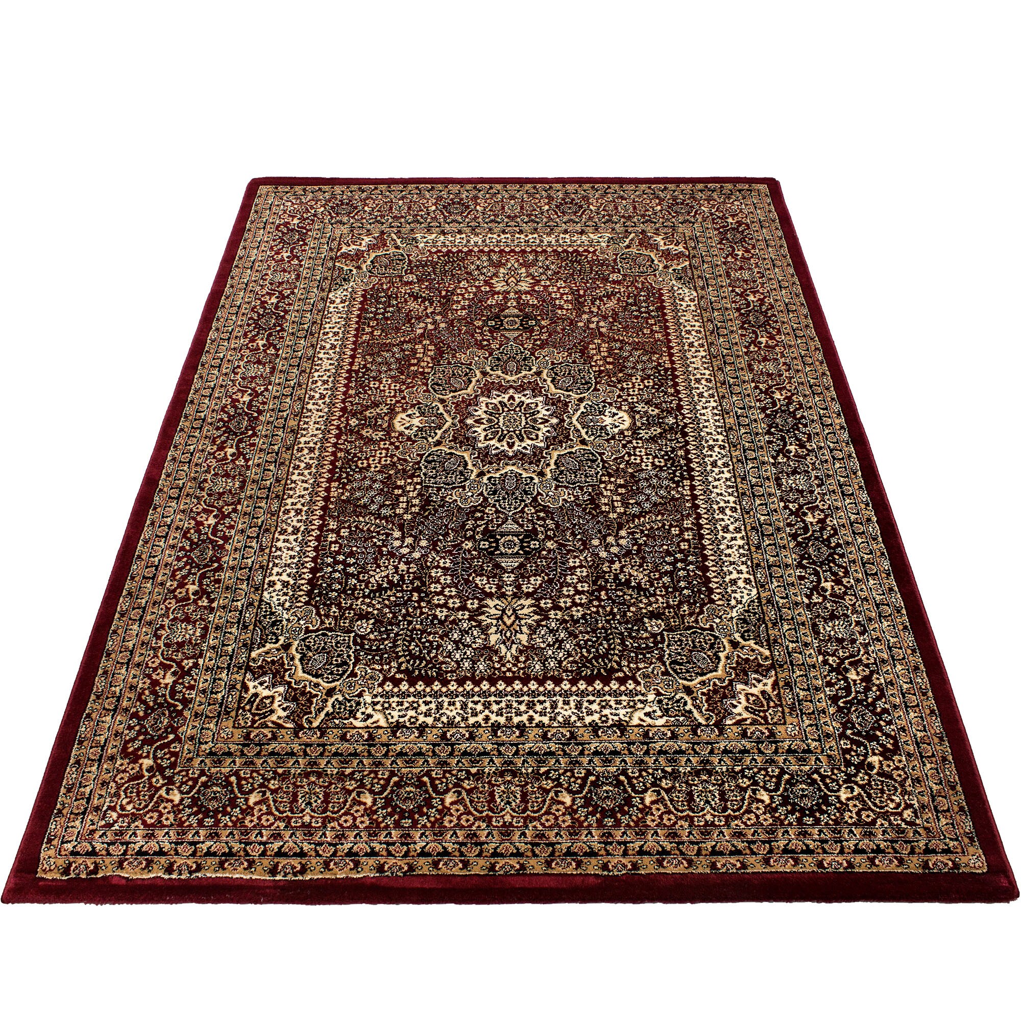 Orientalischer Kurzflor Teppich: Traditioneller Orientteppich im floralen Ornamentstil – Rechteckiger Blickfang für Ihr Zuhause, Pflegeleicht und stilvoll im Wohnzimmer