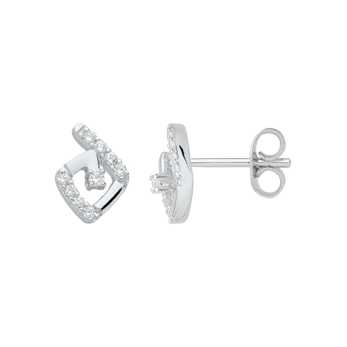 Boucles d'oreilles puces en Argent avec oxyde de zirconium blanc