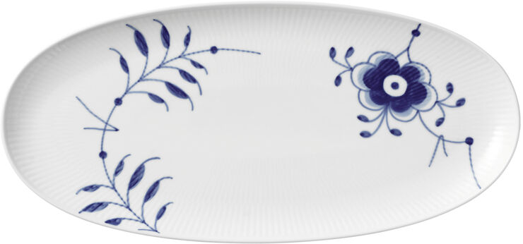 Royal Copenhagen BLÅ MEGA RIFLET AFLANGT FAD 37 CM Hvid