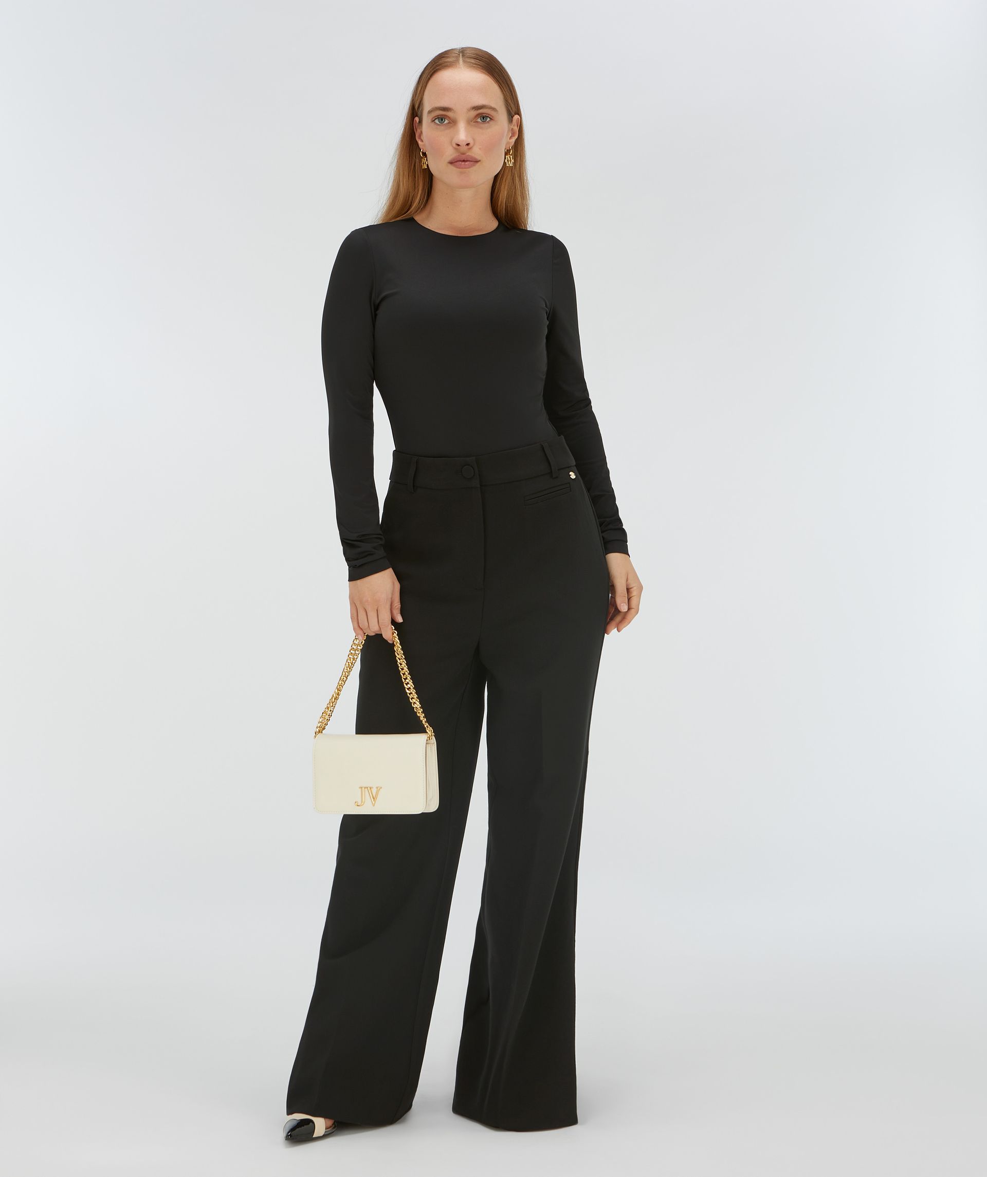 JV-KATE high rise wide leg broek - black