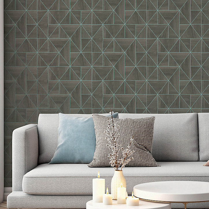 Papier peint architecture intissé bois diamant poivre
