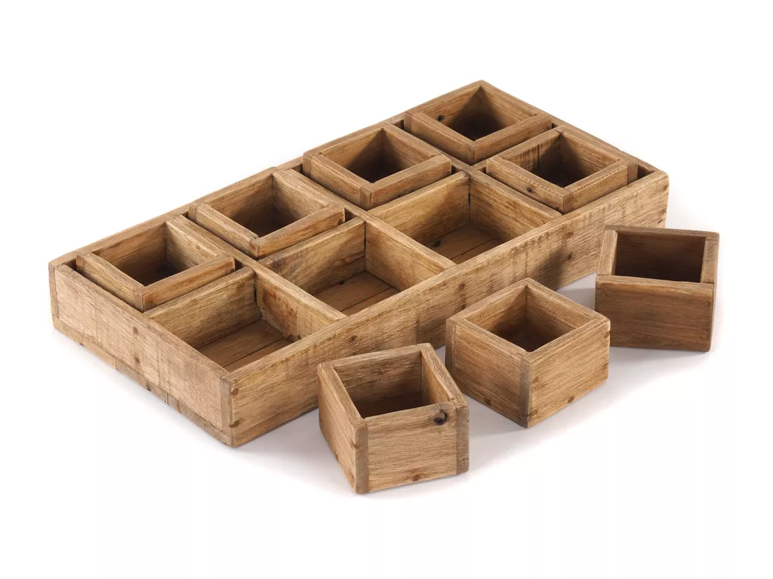 ENSEMBLE DE CAISSES Cubo II 7 pièces Bois massif