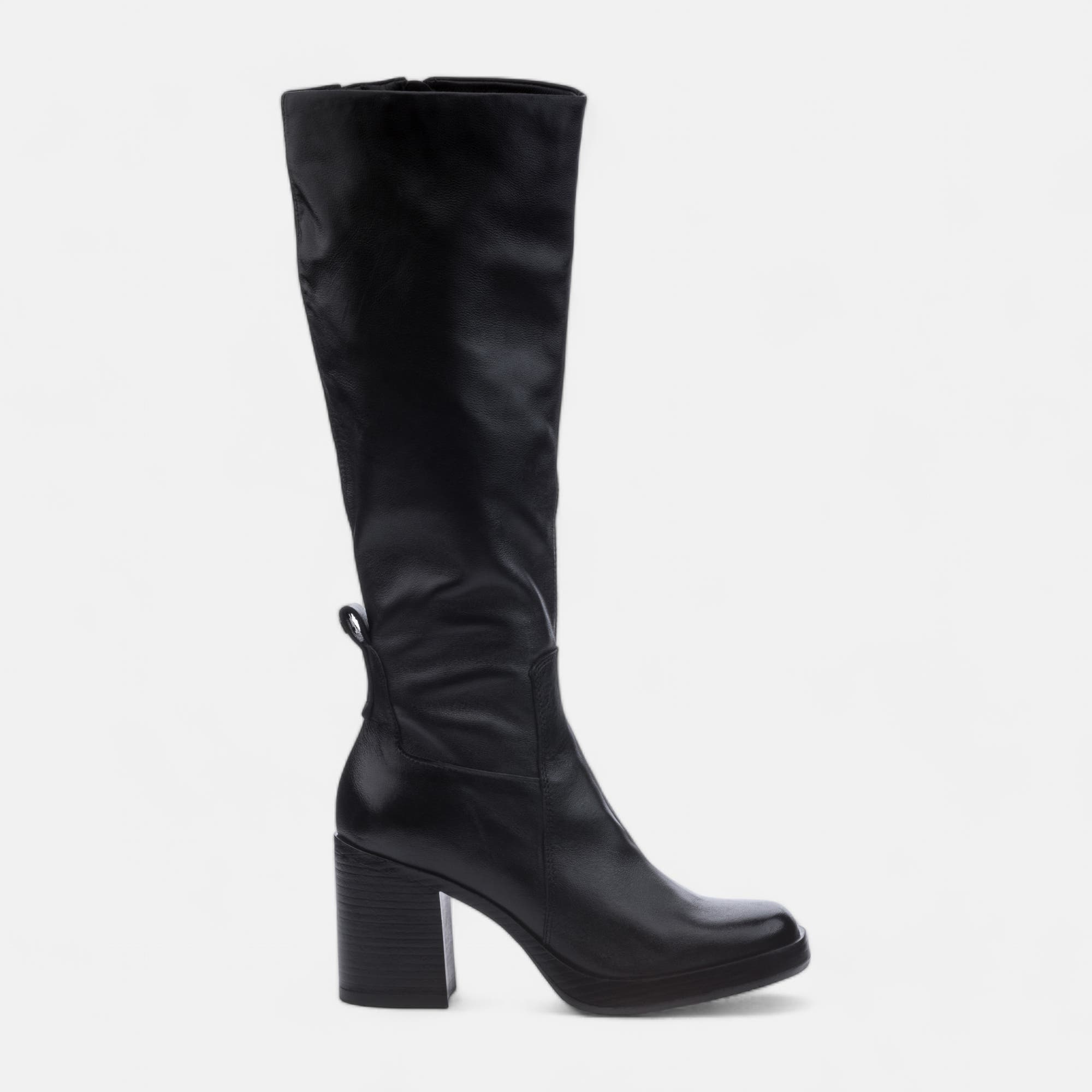 Bottes à talon Femme en cuir noir
