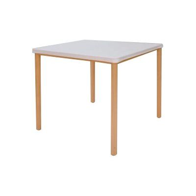 Table collectivité - plateau blanc - pied bois