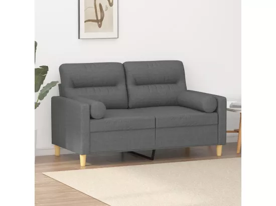 Canapé 2 places avec oreillers gris foncé 120 cm tissu