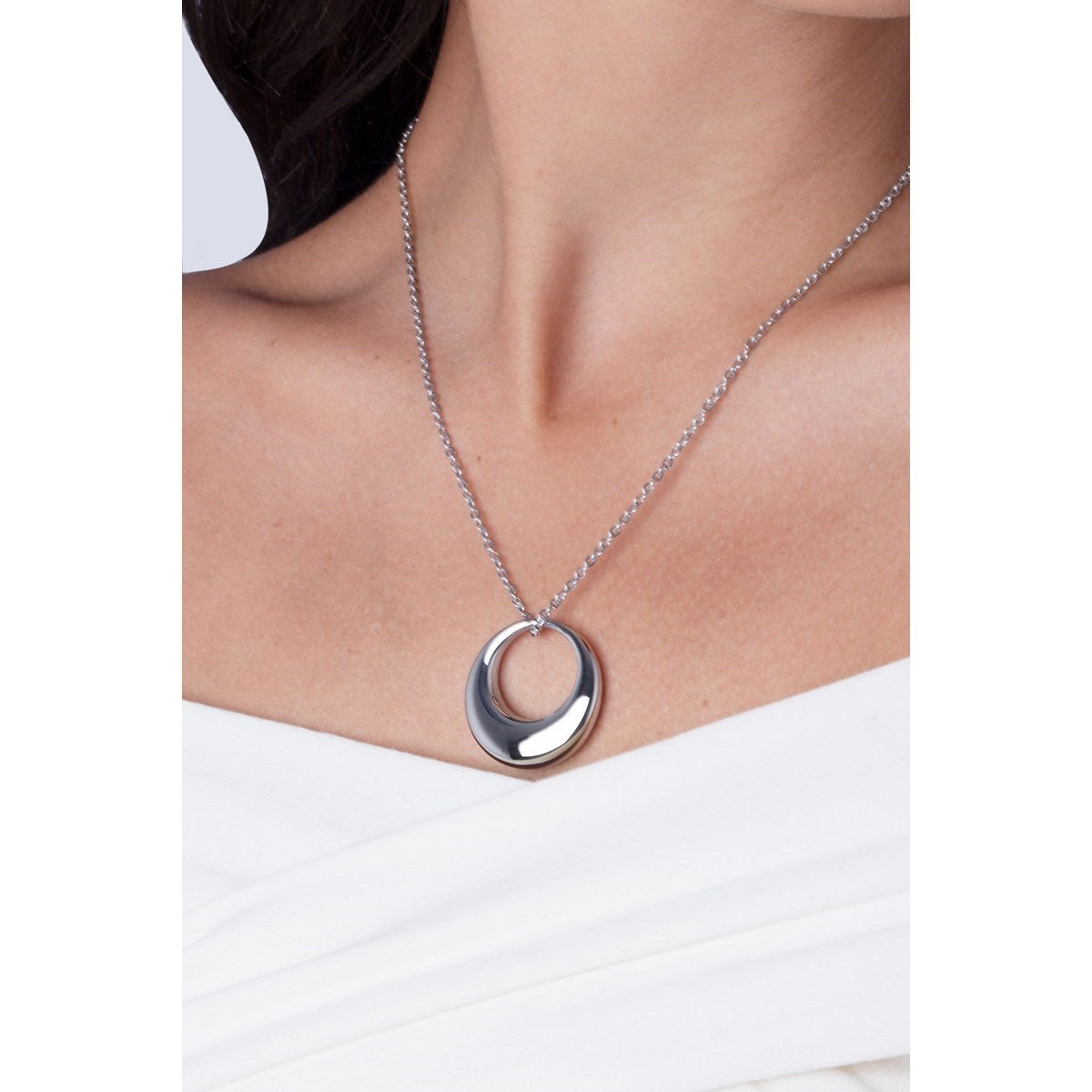 Collier mono-motif en Acier 316L - blanc brillant