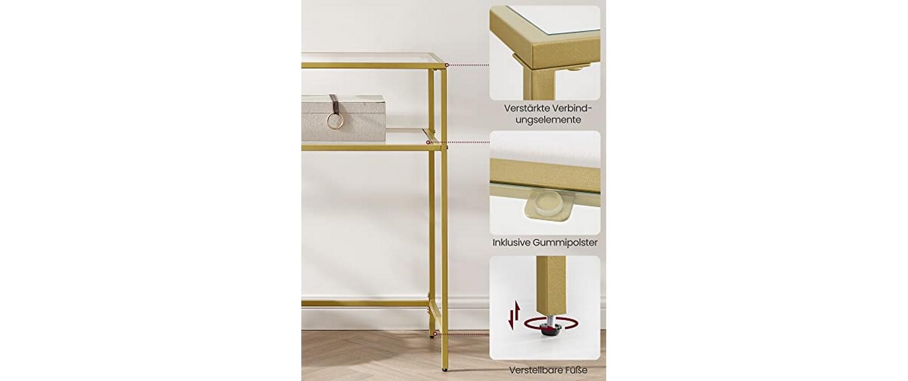 Konsolentisch 100 x 35 x 80 cm, GoldTV-Tisch