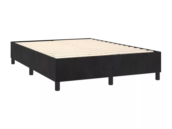 Sommier tapissier avec matelas et LED Noir 140x190 cm Velours