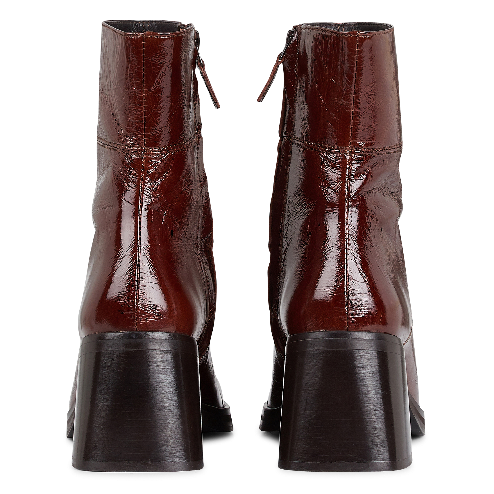 Bottines à talons en cuir verni| Marron