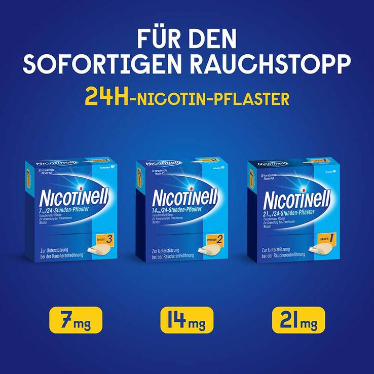 NICOTINELL 7 mg / 24-Stunden- Nikotinpflaster, Pflasterstärke Leicht (3), 30 St