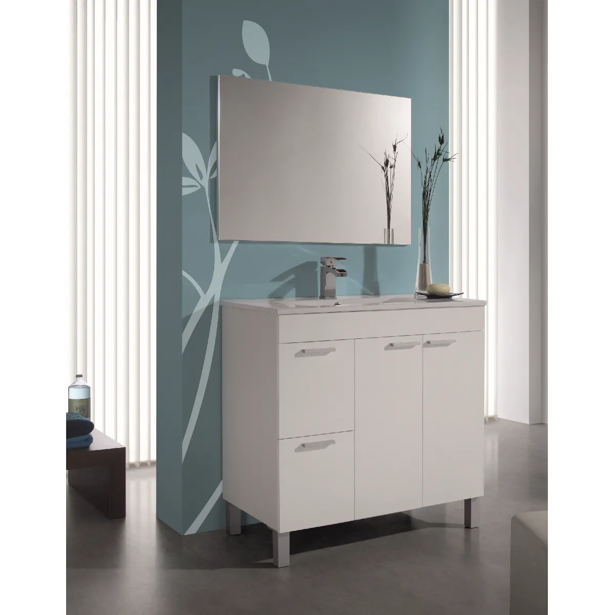 Alter Meuble Sous-Vasque Blanc Brillant