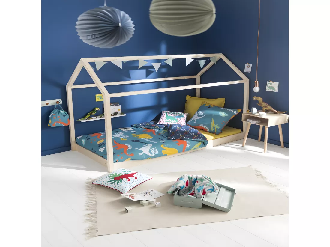 Plaid enfant polyester gris 130x150cm DINO