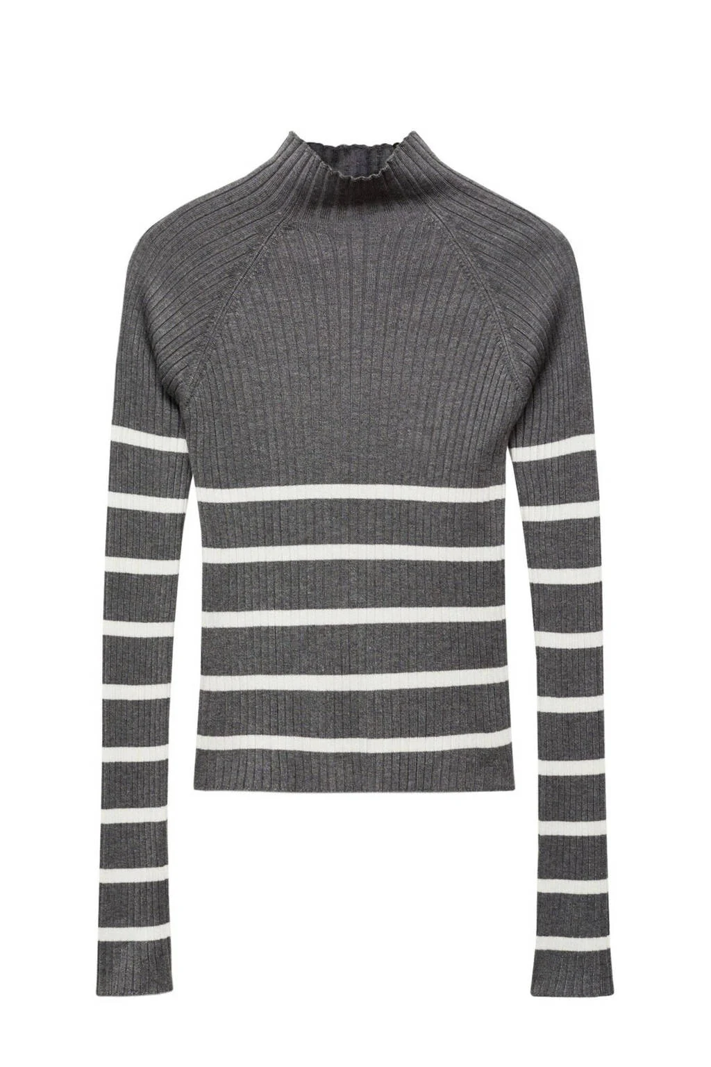 MANGO TEEN trui grijs rib gebreid