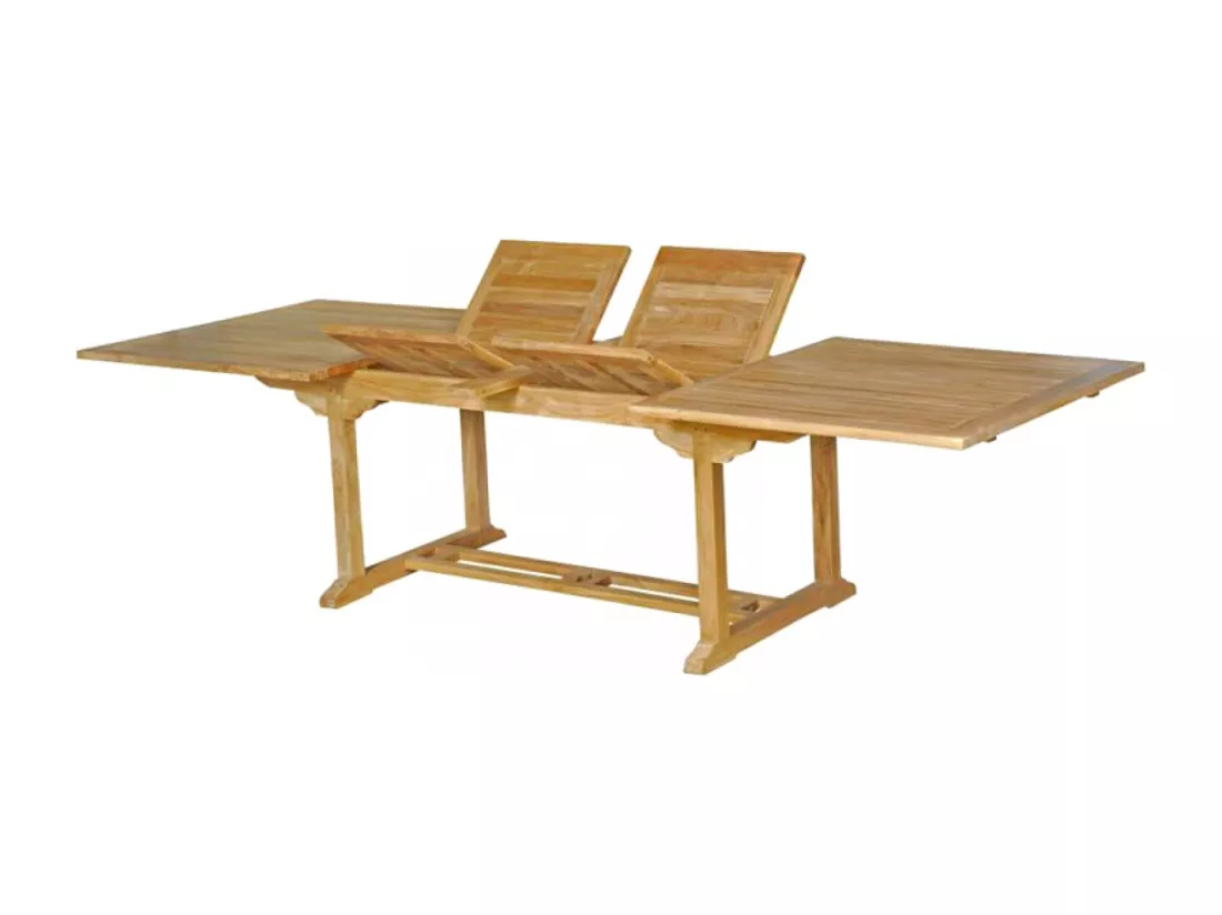 Salon de jardin Teck massif 10-12 personnes - Table rectangulaire + 8 chaises + 2 fauteuils KAJANG