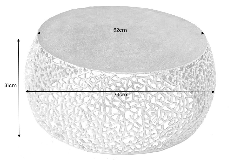 riess-ambiente Couchtisch ABSTRACT LEAF - Runder Couchtisch 75cm silber antik Metall filigrane Handarbeit