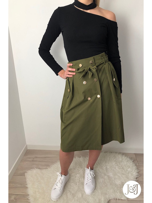 Jupe trapèze Kaki 'Dacca'