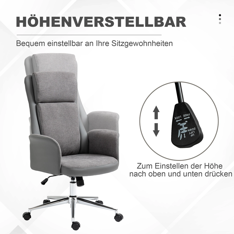Vinsetto Bürostuhl mit Wippfunktion grau