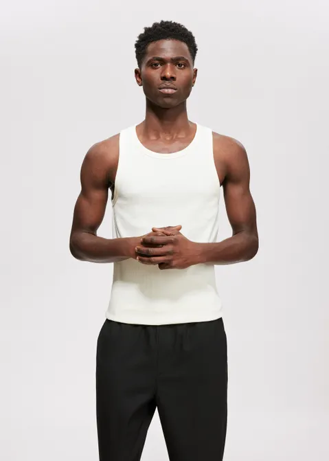 Basic rib singlet off-white (CREME)