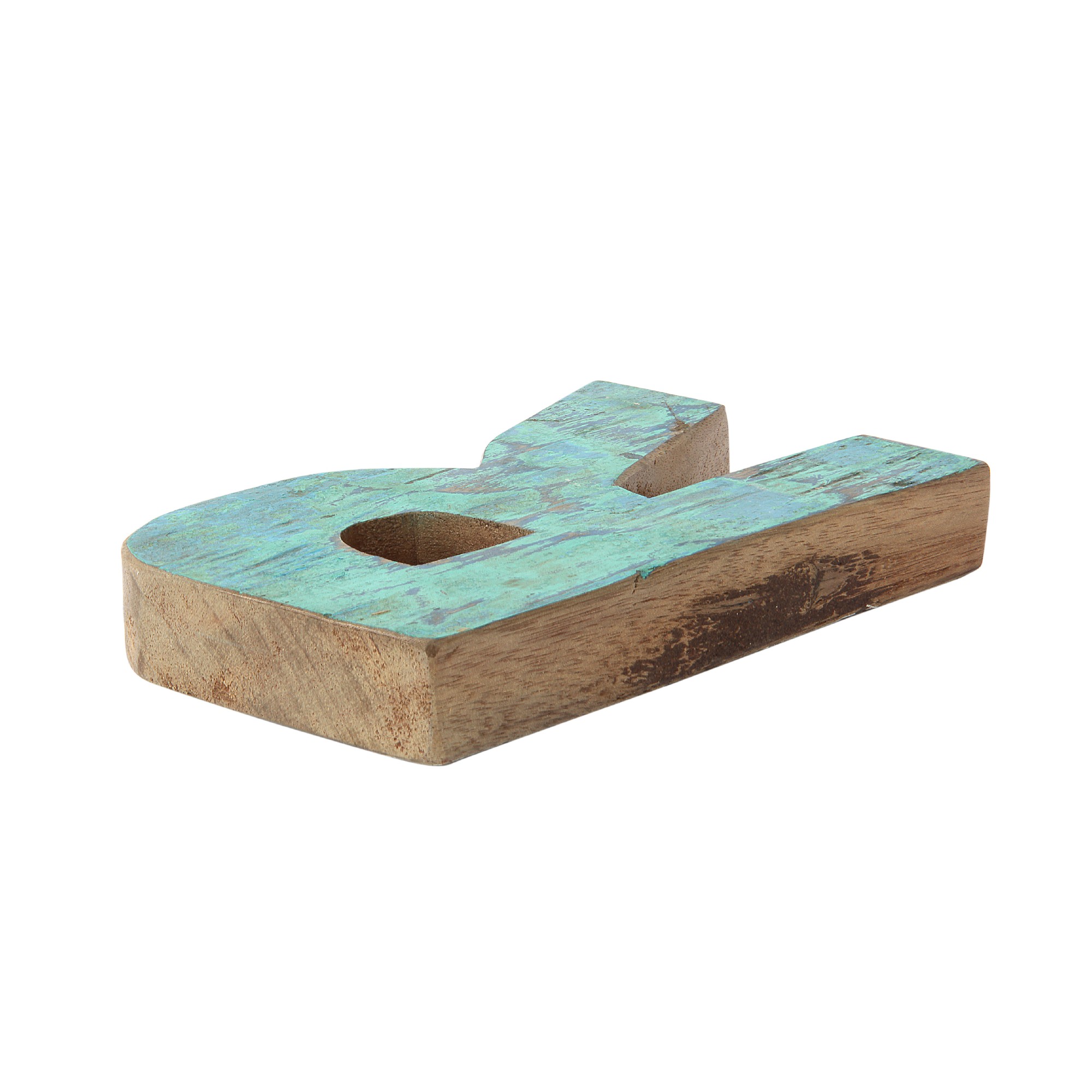 Holzbuchstabe 'R', mehrfarbig, T 2,5 cm, B 13 cm, H 19 cm von fischer's lagerhaus