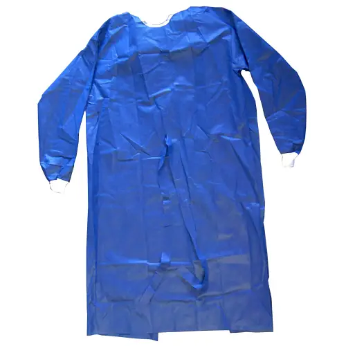 Blouse de soins PLP 40g/m² à liens poignets jersey bleu longueur 130 cm