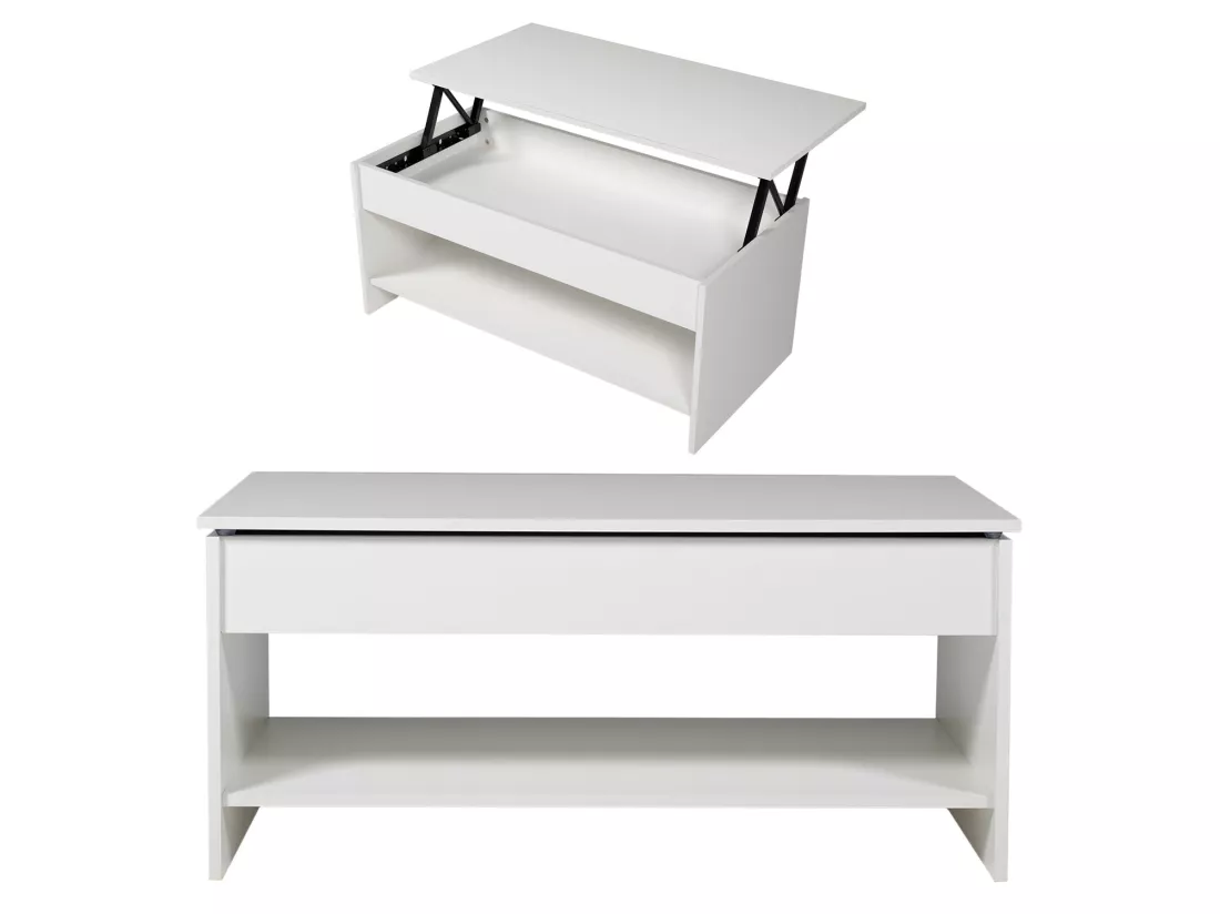Table basse avec plateau relevable blanche HEDDA - HAPPY GARDEN