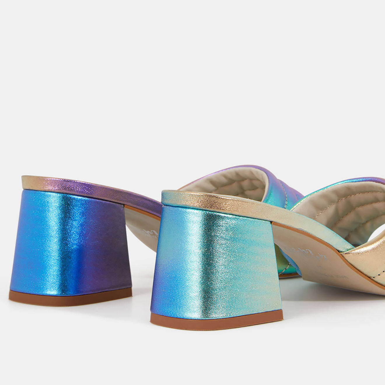 Galeries Lafayette Mules à talon en Cuir matelassées multicolores - Talon 6 cm