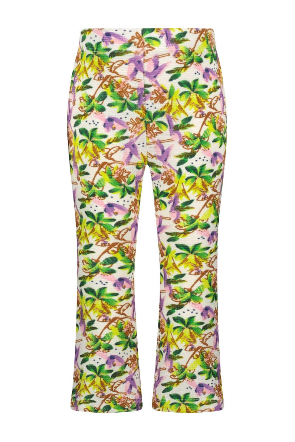 B.Nosy gebloemde flared broek groen/roze/wit