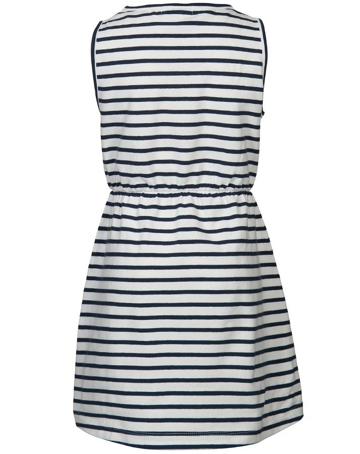 Jersey-Kleid KLEINER SCHMETTERLING mit Pailletten gestreift in weiß/dunkelblau