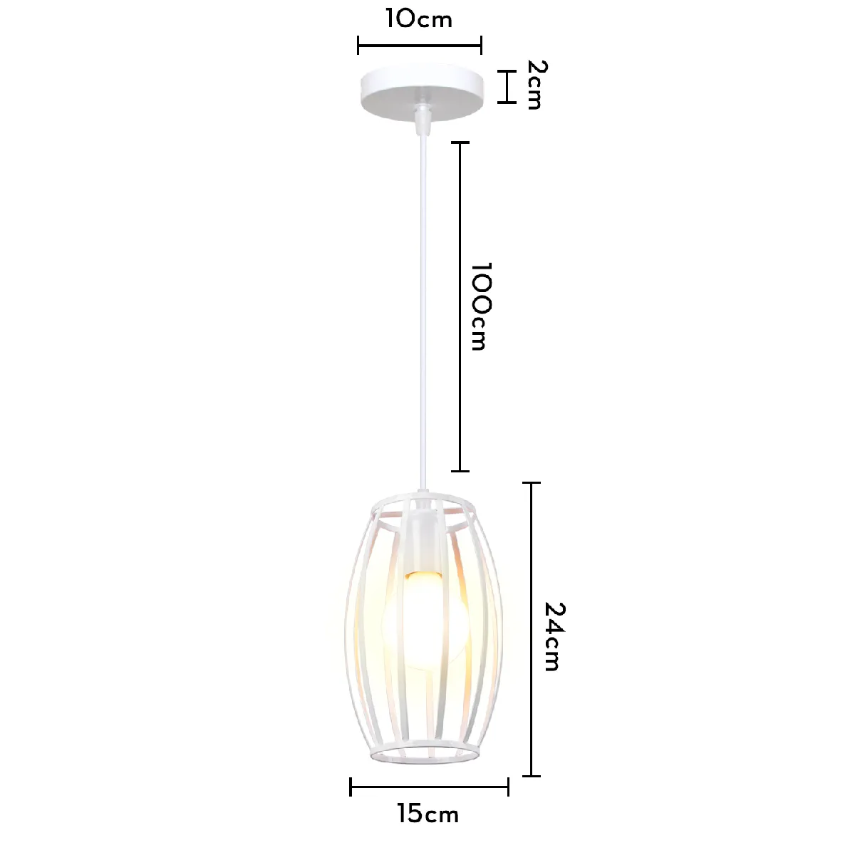 Stoex 2PCS Suspension Luminaire D'Intérieur Rétro Lustre Vintage Plafonnier en Métal Pour Chambre À Coucher, Salon, Salle À Manger, Cuisine Blanc