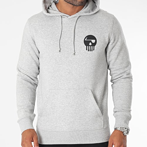 Sweat Capuche Logo Chest And Back Gris Chiné Noir