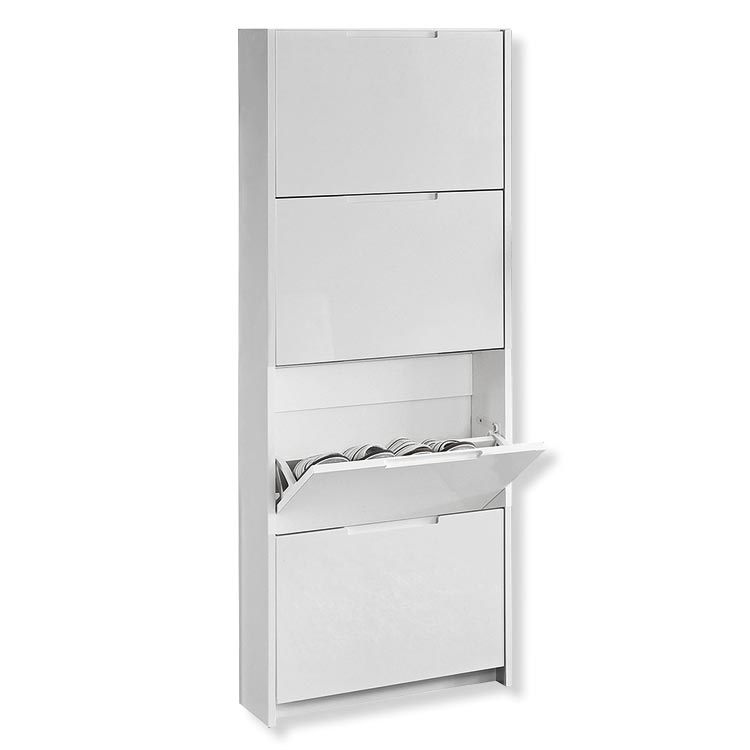 Schuhkipper - weiß Hochglanz - 4 Klappen