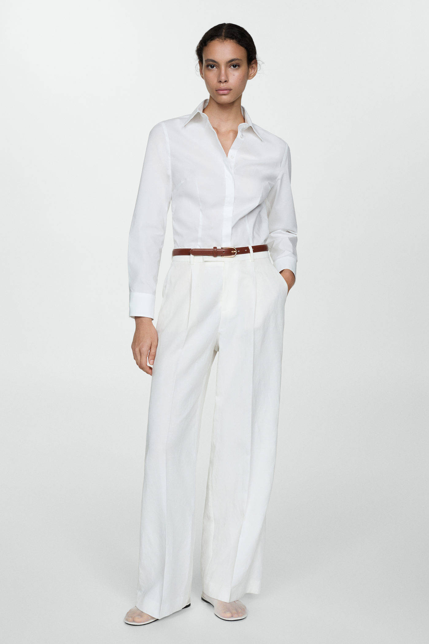 Mango basis blouse wit