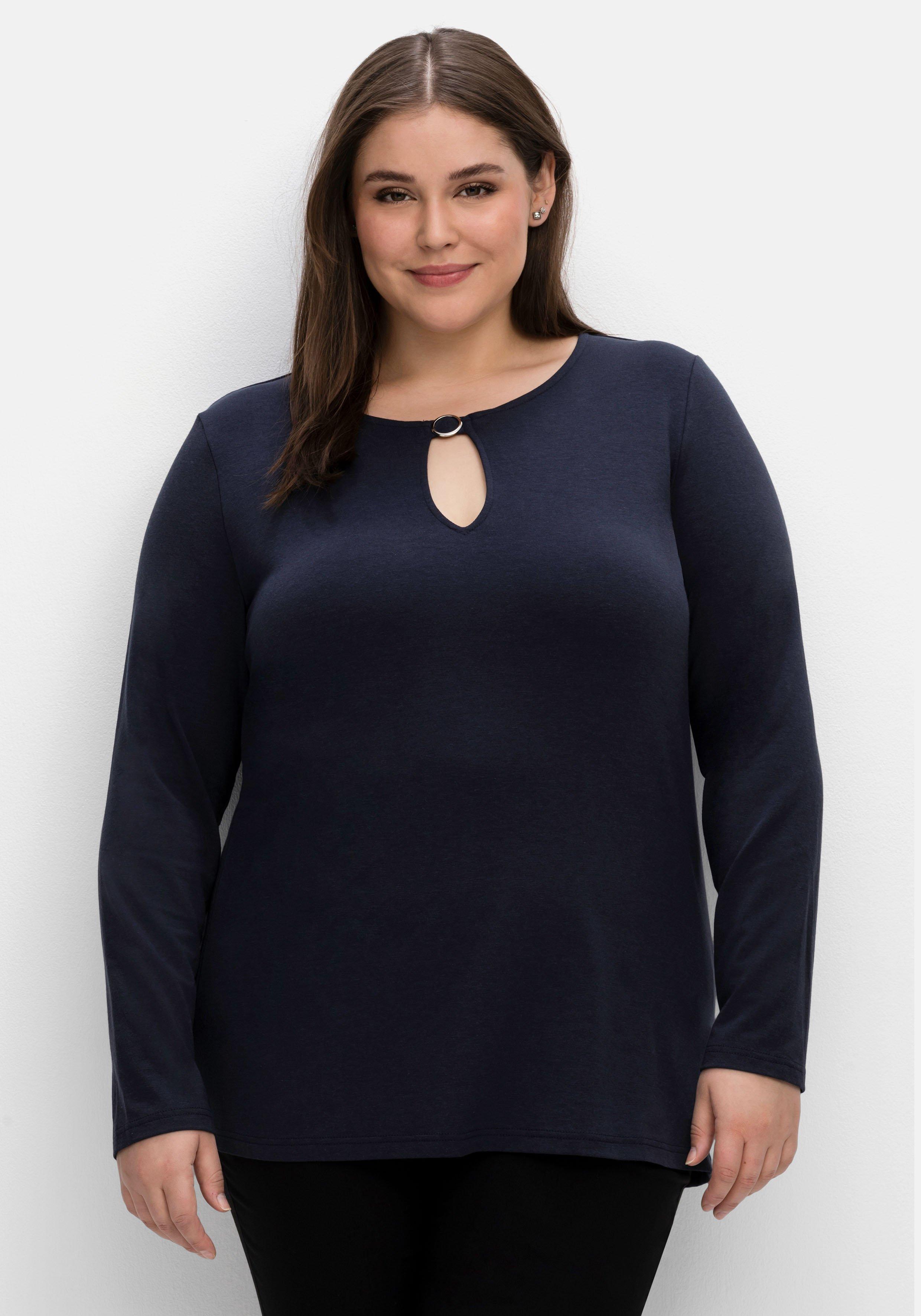 Langarmshirt mit Cut-out und Zierschnalle