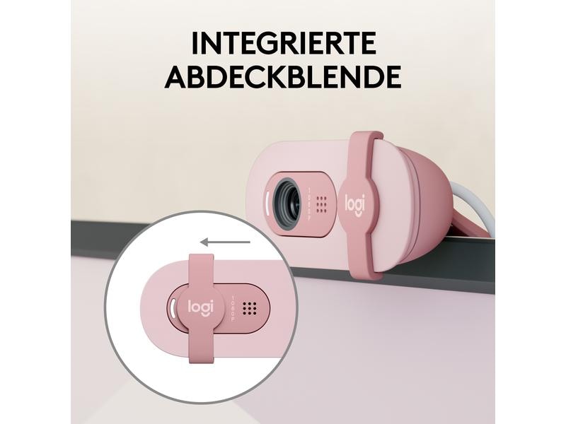 Logitech Brio 100 Rosa Full HD-Webcam mit integrierter Abdeckblende