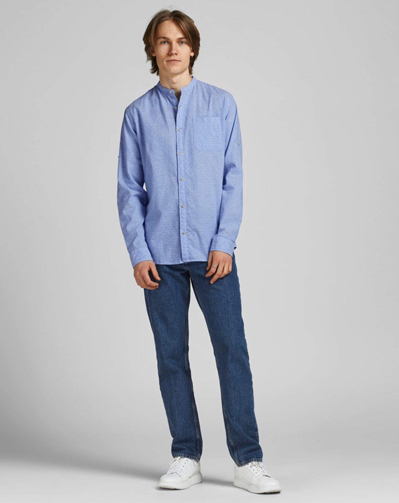 Jack & Jones Chemise en Coton & Lin Jprblusummer bleue