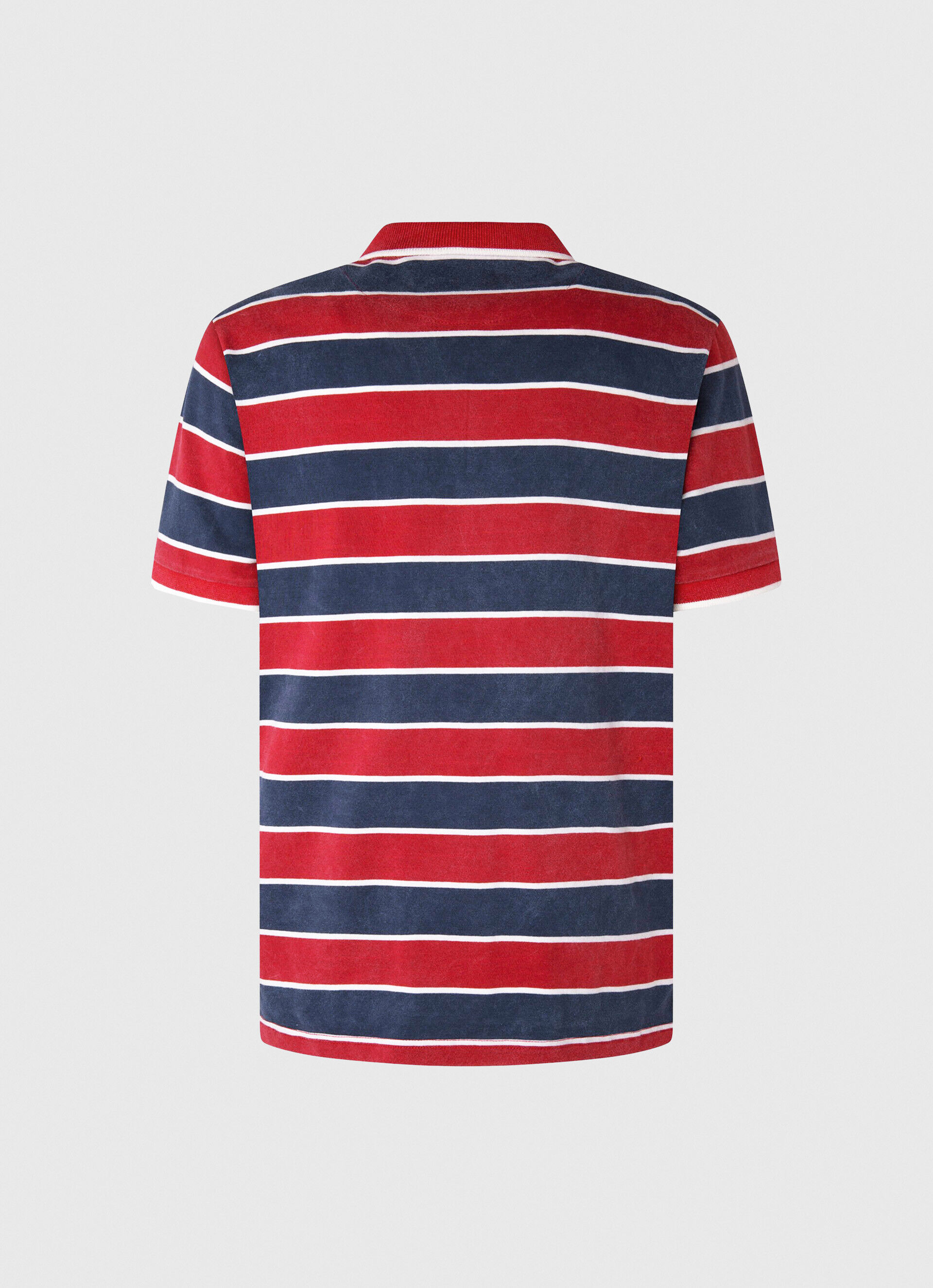 Camisa polo de algodão com estampa listrada - vermelho estúdio