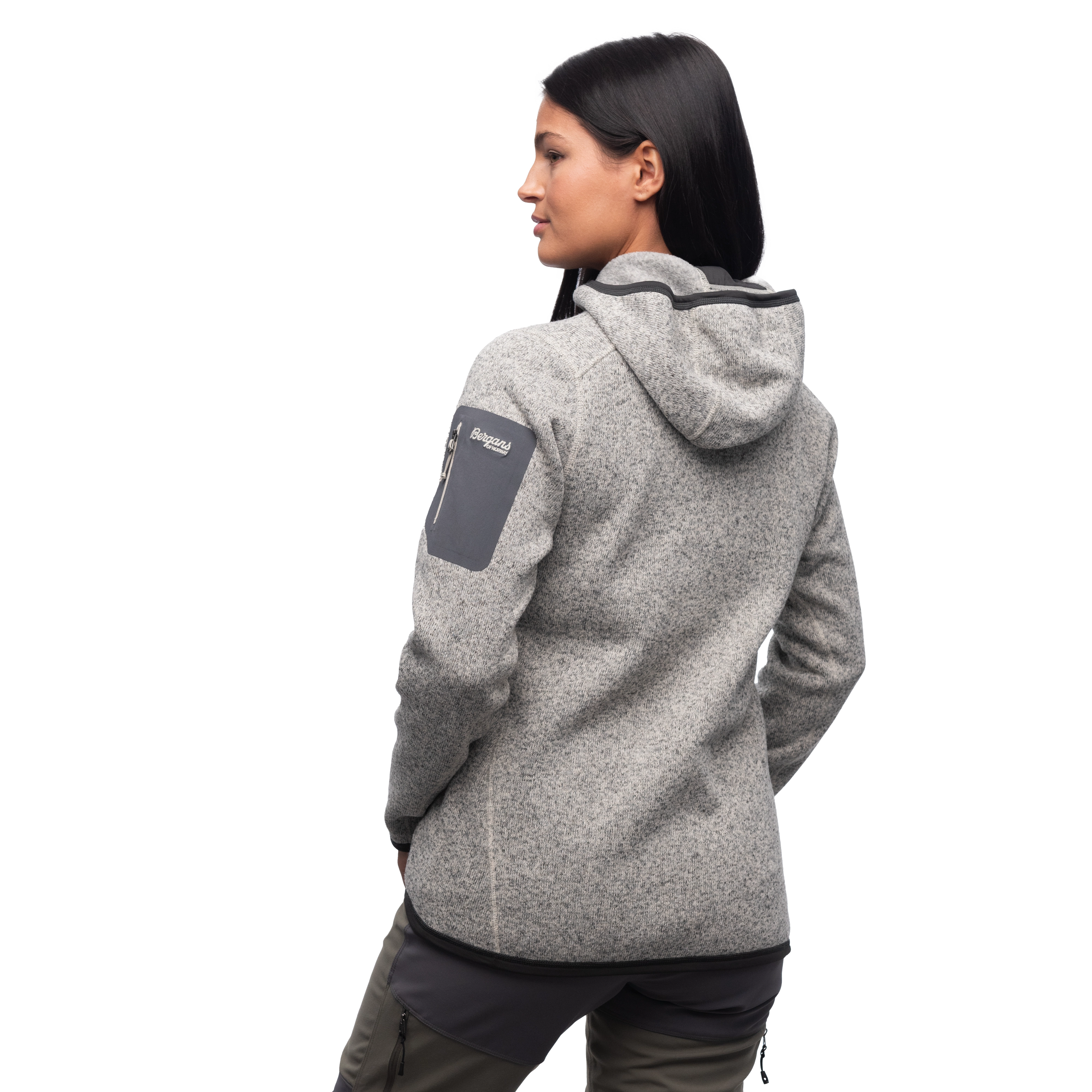 Kamphaug Knitted W Hoodie Chalk Sand