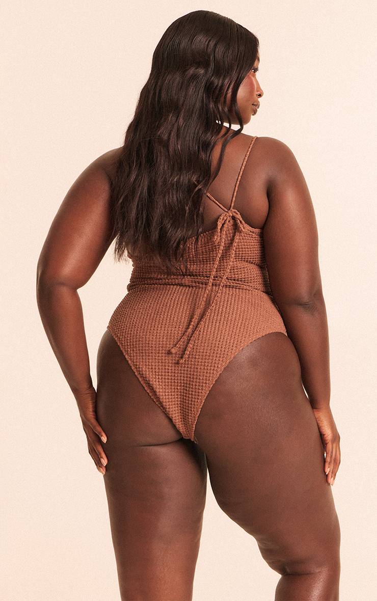 Moka Maillot De Bain Asymétrique À Bretelle Unique Avec Perles Et Finition Crochet Grande Taille