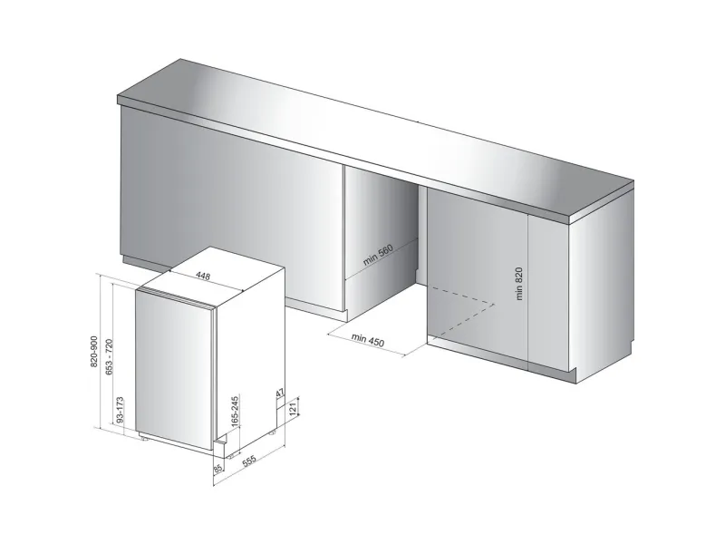 WHIRLPOOL WSIP4O33PFE - Opvaskemaskine - Sort