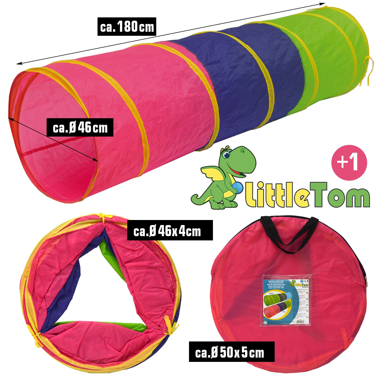 Spieltunnel 200 Bälle Kriechtunnel 180x46cm Krabbeltunnel Kinder Zelt Tunnel