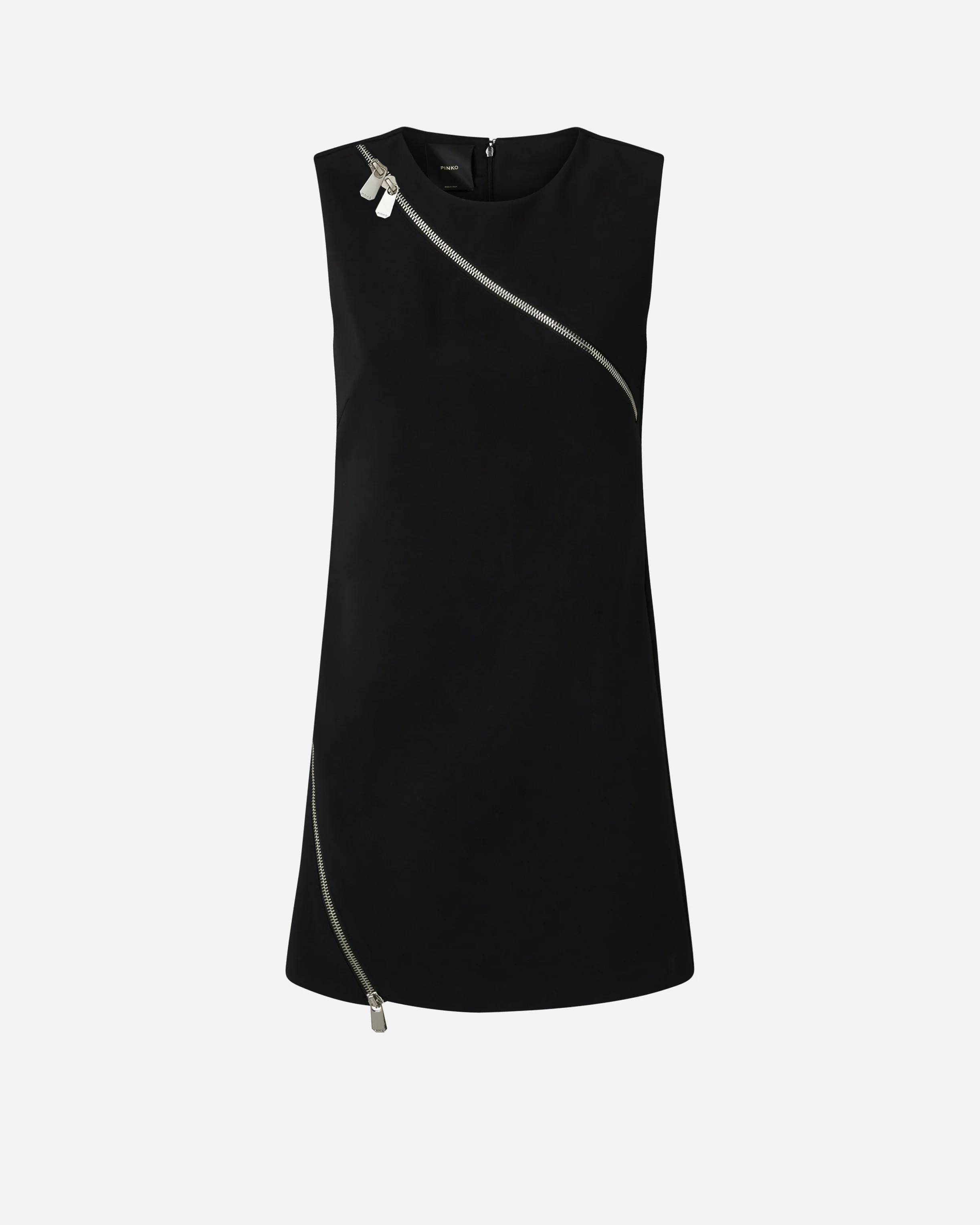 Robe courte avec fermeture zippée asymétrique | Noir