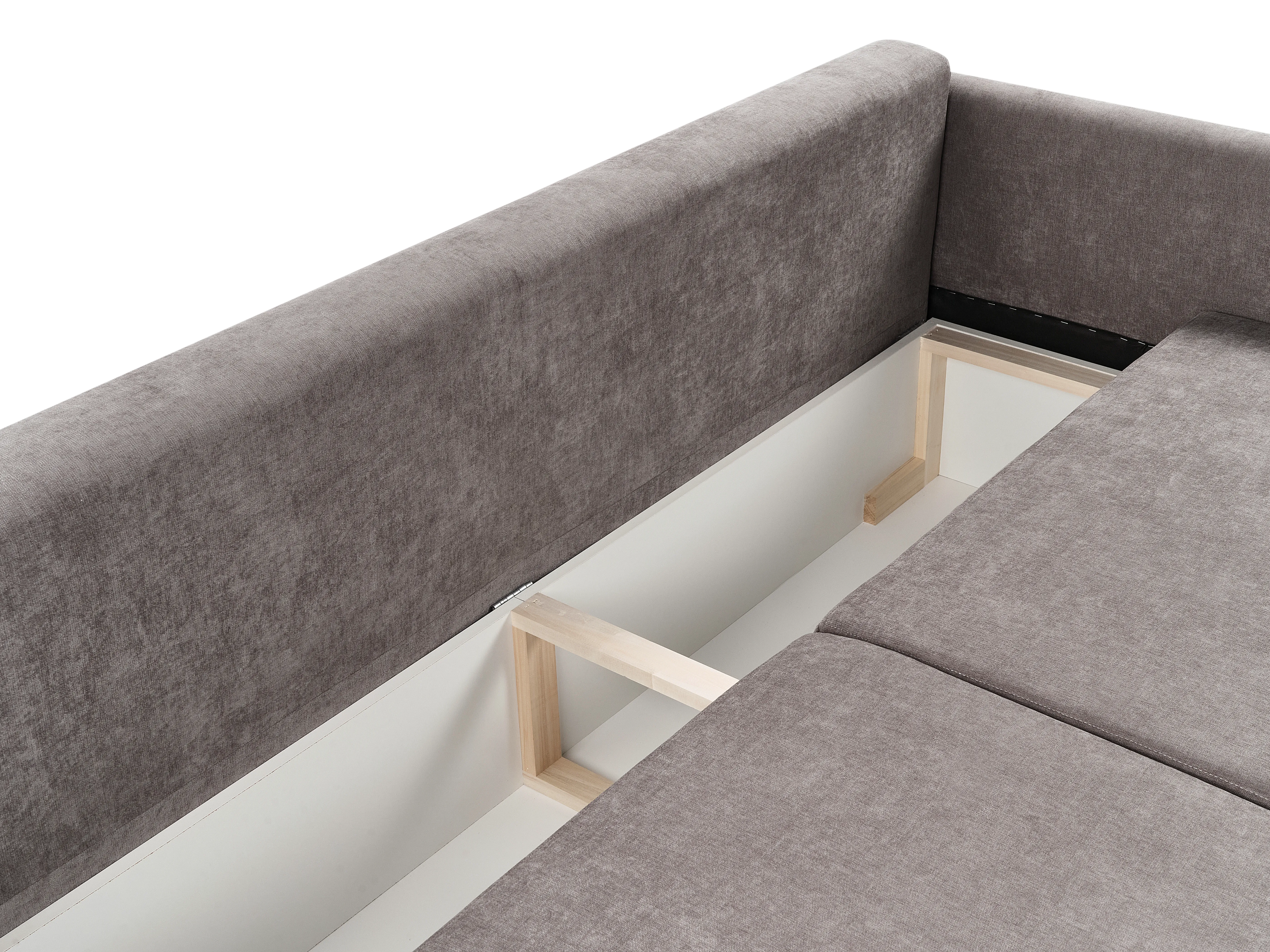 Slaapbank 3-zits BLEIK Chenille Taupe met opbergruimte