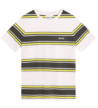 BOSS T-Shirt - Weiß/Armygrün m. Gelb