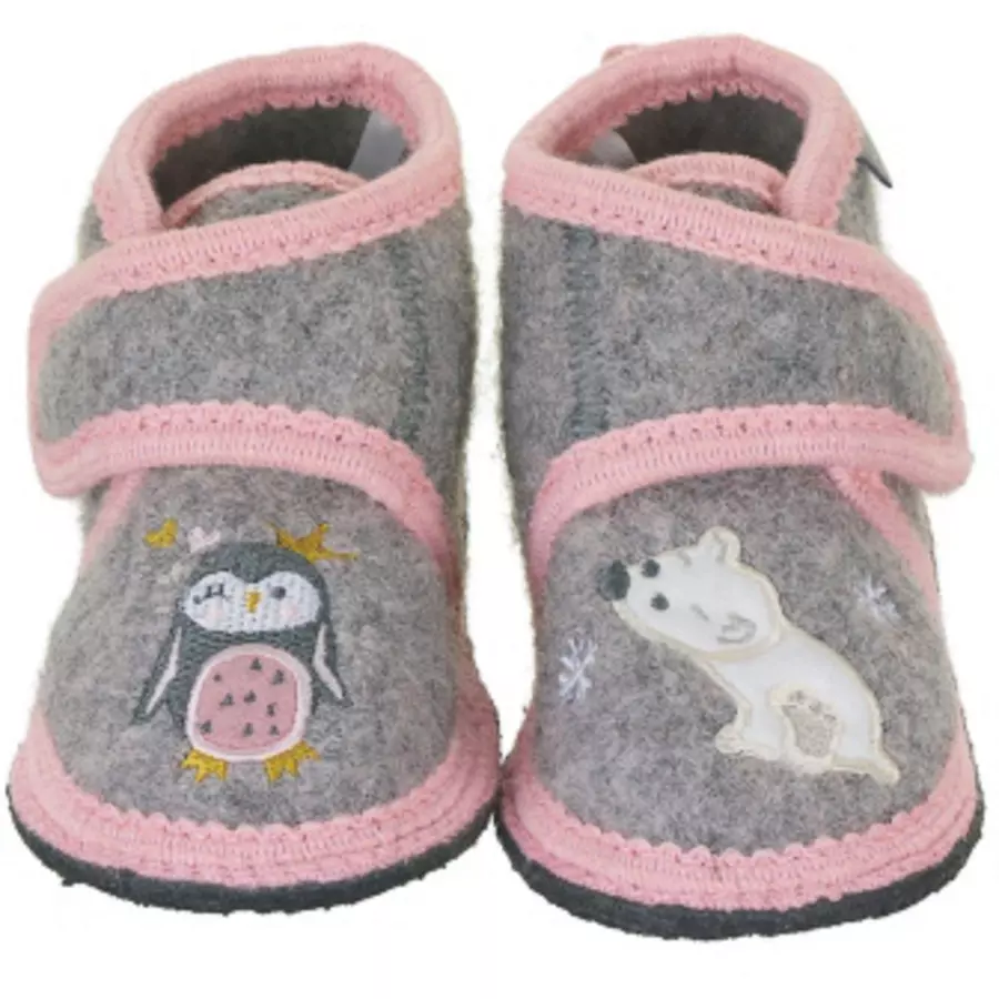 Sterntaler Hausschuhe Pinguin & Eisbär rauchgrau