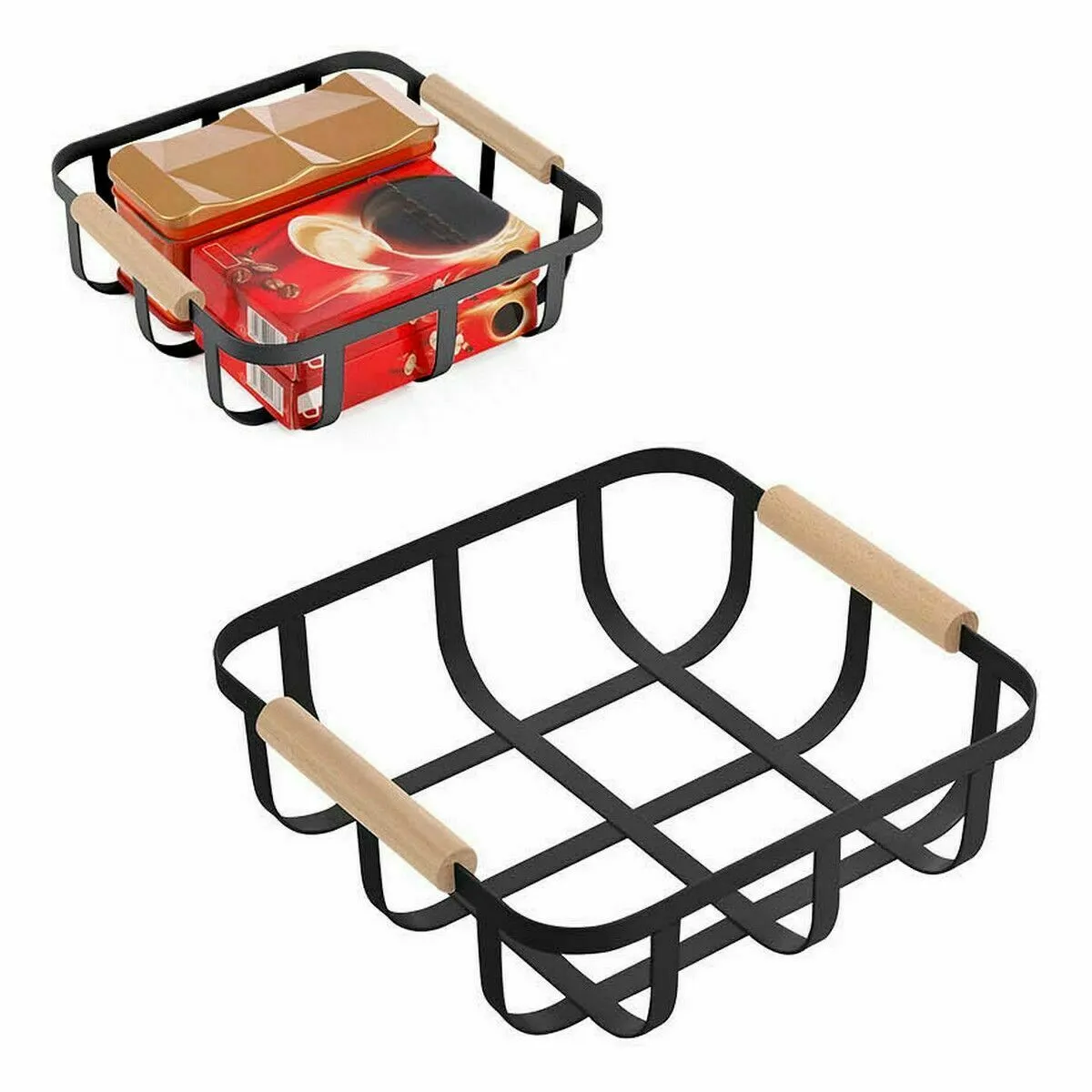 Confortime Panier Multi-usages Noir 23 x 23 x 8 cm
