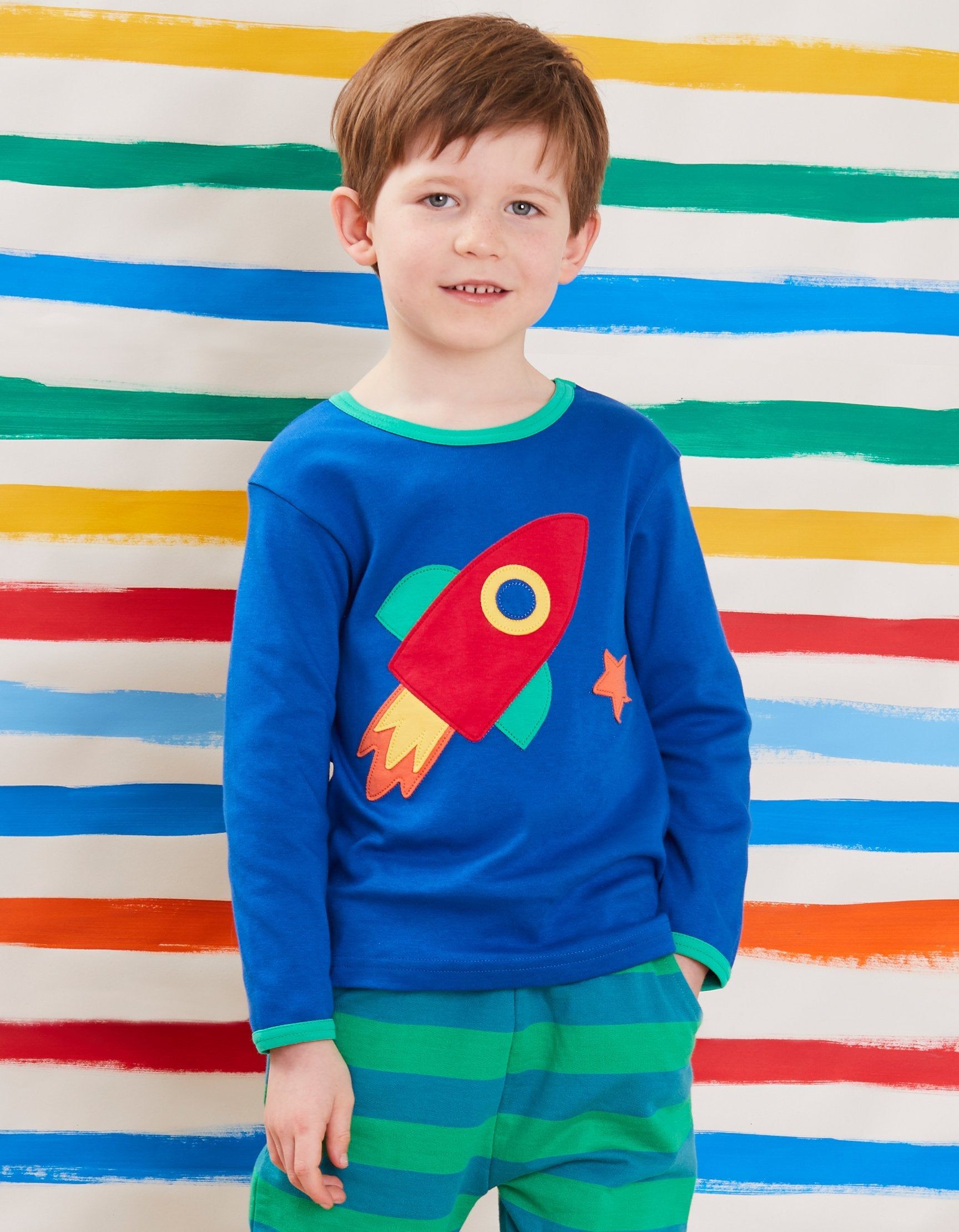Toby Tiger Langarmshirt mit Rakete Applikation