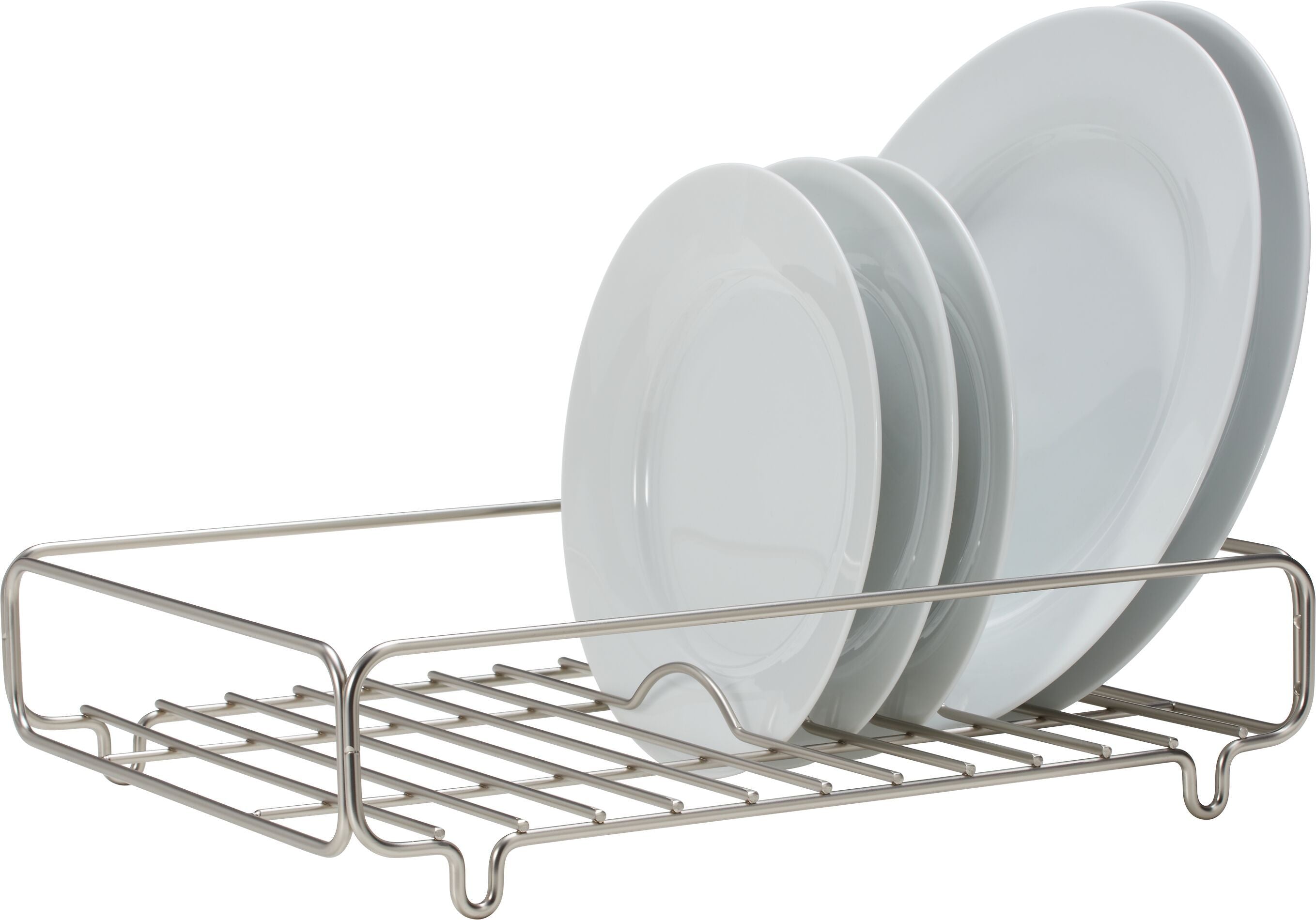 LEVIO Geschirrabtropfständer - Silber / B: 35.5 cm x T: 27.0 cm x H: 8.5 cm