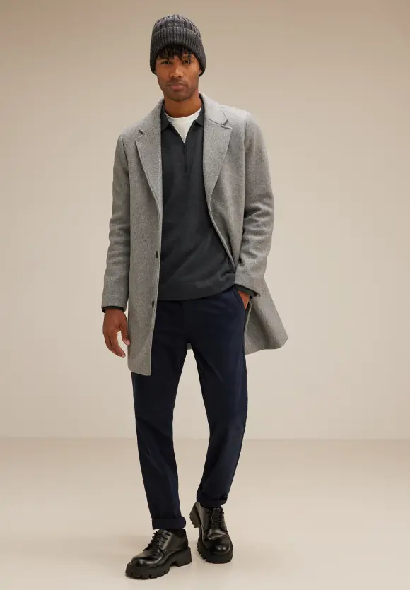 Struktur Zipper Sweatshirt - anthra grey melange