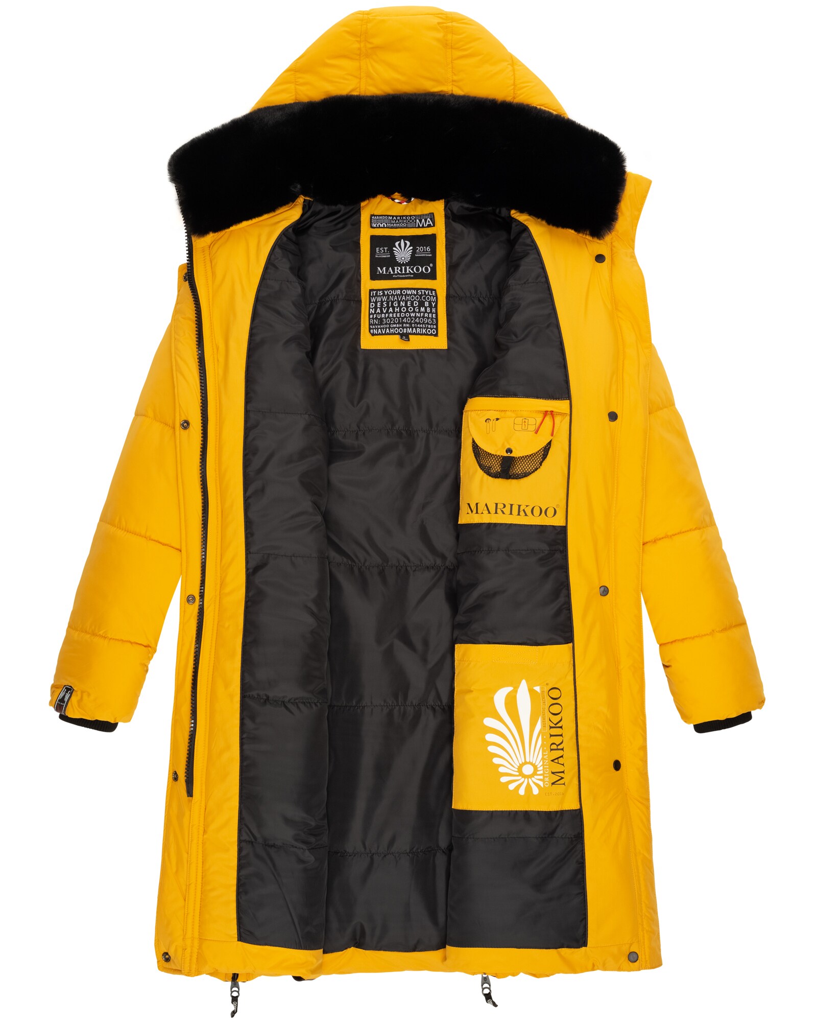 MARIKOO Damen Winterjacke Steppmantel Weichem Innenkragen & Abnehmbarer Kapuze Streliziaa